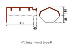 Tuile plat HV begin- en eindvorst type K
