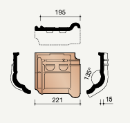 Koramic Tuile du Nord 44 knikpan 135 graden